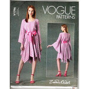 Vogue V1796 Misses L to XXL Rhodes Handkerchief Hem Dress UNCUT Sewing Pattern